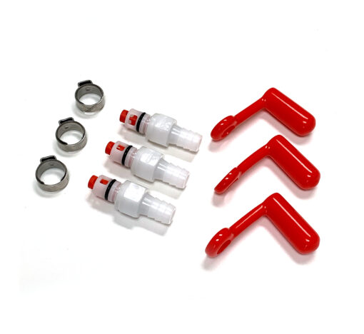 MaxiValve Male Valve Replacement Kit (3 male valves, 3 leashed caps, 3 hose clamps)