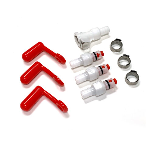 MaxiValve Complete Replacement Kit (3 male valves, 3 leashed caps, 3 hose clamps, 1 female coupling, 1 pump label)